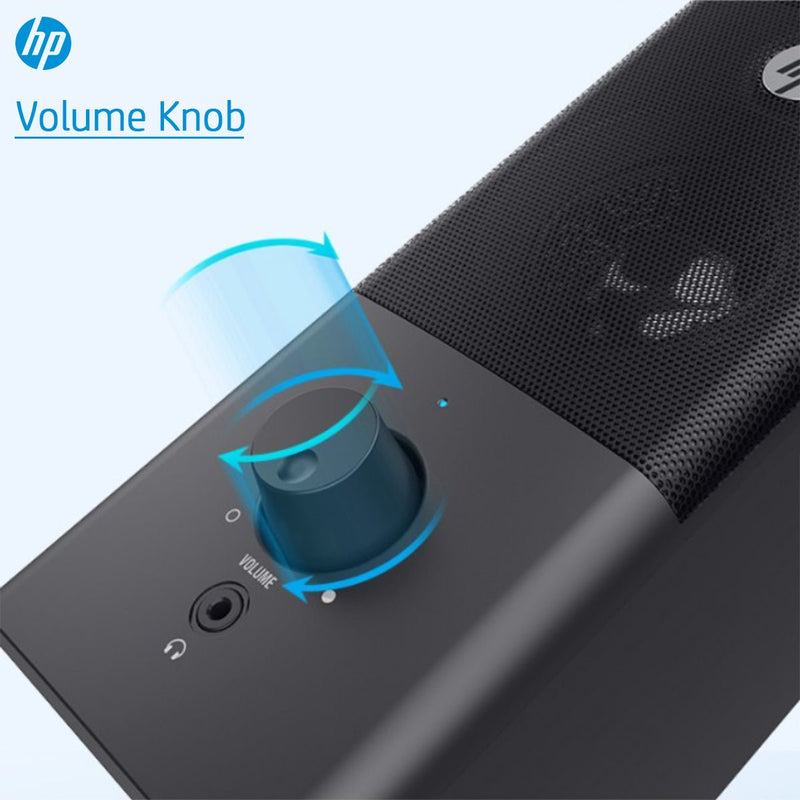 HP DHS - 2101 2.0 Portable Multimedia Wired Speaker with USB and 3.5mm AUX Connectivity - Black - SWIFT PERIPHERALS8CA76AA
