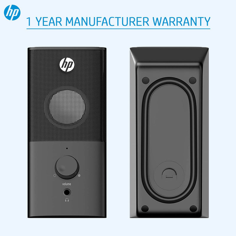 HP DHS - 2101 2.0 Portable Multimedia Wired Speaker with USB and 3.5mm AUX Connectivity - Black - SWIFT PERIPHERALS8CA76AA