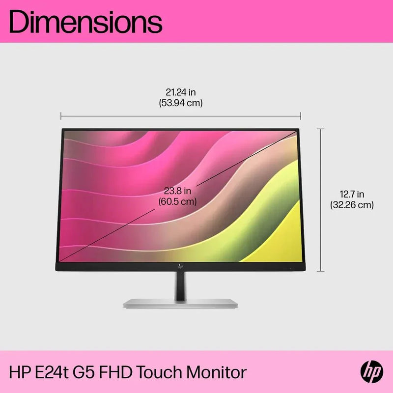 HP E24T G5 23.8 - inch Full HD IPS Touch Screen Monitor with On - Screen Controls - SWIFT PERIPHERALS6N6E6AA