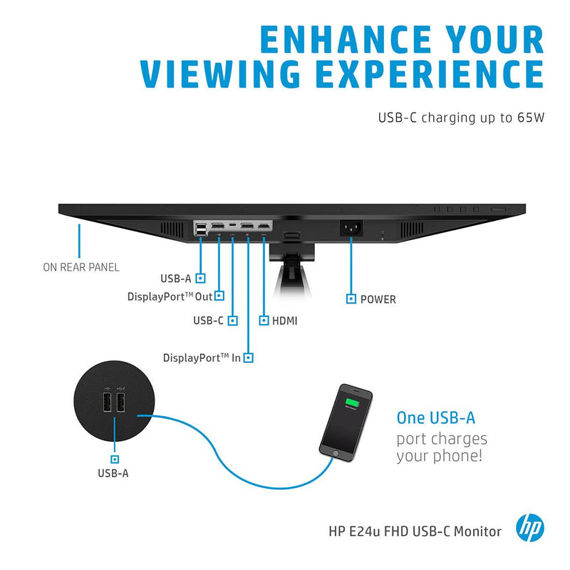HP E24u G4 24 - inch Full HD USB - C IPS Monitor with Eye Ease Technology - SWIFT PERIPHERALS189T0AA