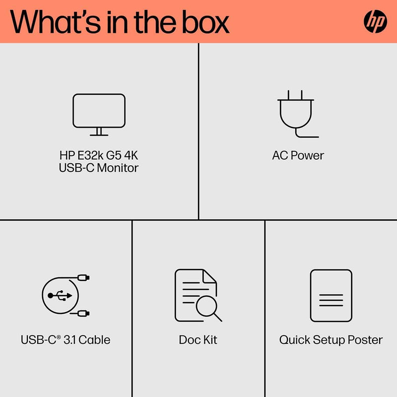 HP E32K G5 31.5" 2160p 4K UHD IPS Panel 99% sRGB Eye Ease USB - C Monitor with Speakers - SWIFT PERIPHERALS6N4D6AA
