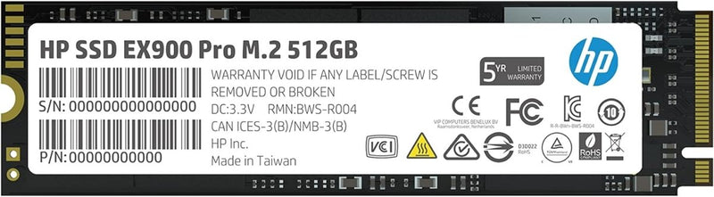 HP EX900 Pro 512GB NVMe PCIe Gen3 M.2 2280 3D NAND Internal SSD - SWIFT PERIPHERALS9XL76AA