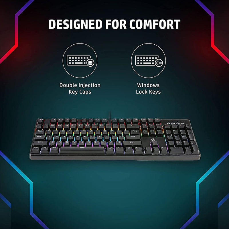 HP GK320 Mechanical Gaming RGB Wired USB Keyboard - SWIFT PERIPHERALS4QN01AA