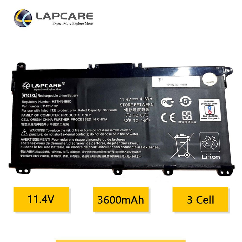 HP HT03XL BIS Certified Compatible Laptop Battery 3600mAh 11.4V 3 Cell - SWIFT PERIPHERALSLHOBTHT7357