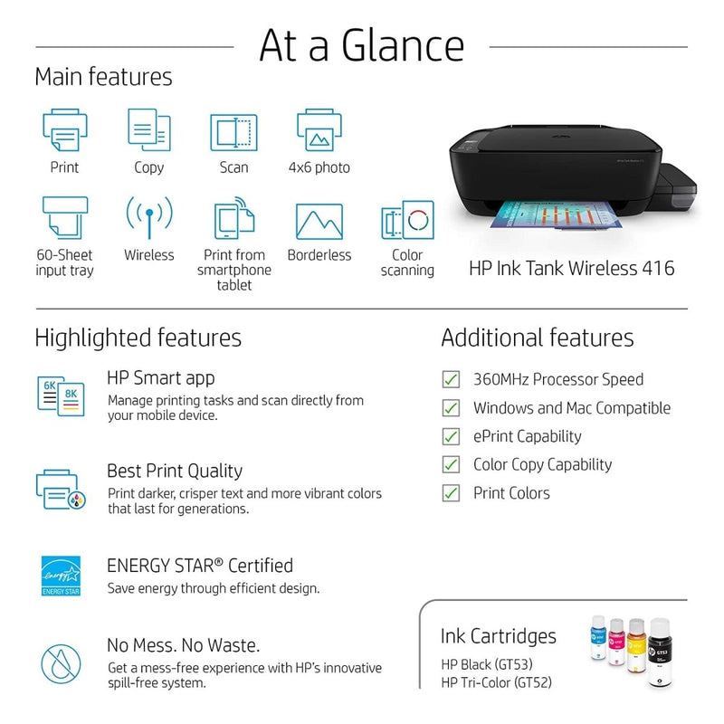 HP INK TANK 416 ALL IN ONE WIFI COLOUR PRINTER - SWIFT PERIPHERALS102733