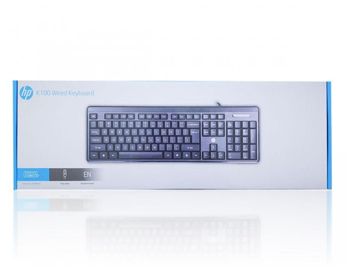 HP K100 Wired Wired USB Desktop Keyboard (Black) - SWIFT PERIPHERALS7J4H1AA