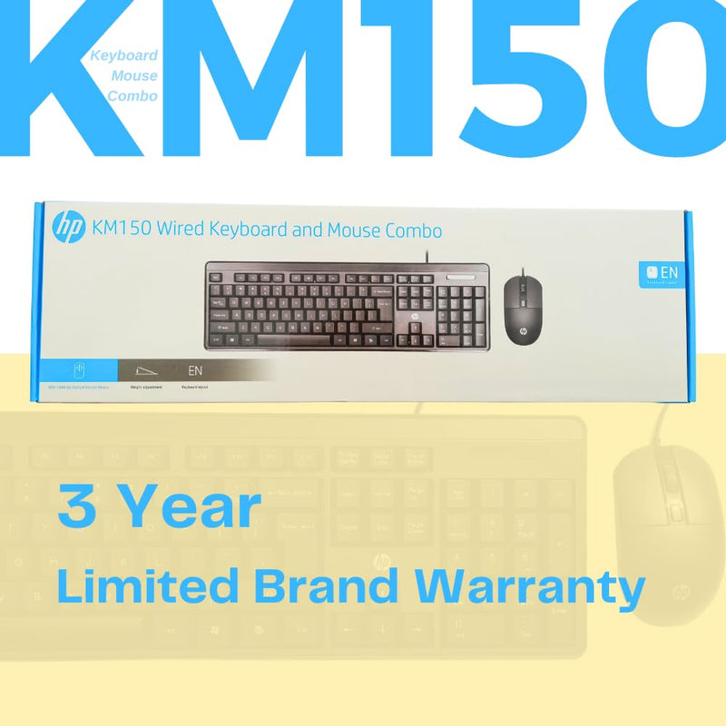 HP KM150 Wired Keyboard and Mouse Combo Full - Size Keyboard - SWIFT PERIPHERALS7J4H2AA