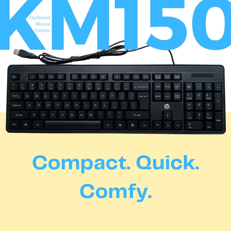 HP KM150 Wired Keyboard and Mouse Combo Full - Size Keyboard - SWIFT PERIPHERALS7J4H2AA