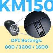 HP KM150 Wired Keyboard and Mouse Combo Full - Size Keyboard - SWIFT PERIPHERALS7J4H2AA