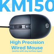 HP KM150 Wired Keyboard and Mouse Combo Full - Size Keyboard - SWIFT PERIPHERALS7J4H2AA