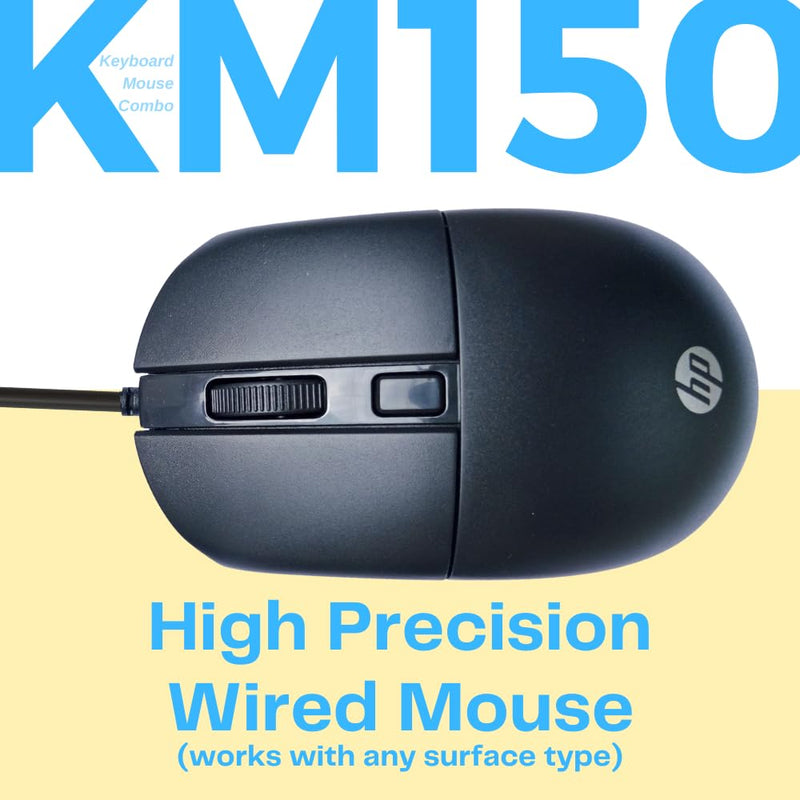 HP KM150 Wired Keyboard and Mouse Combo Full - Size Keyboard - SWIFT PERIPHERALS7J4H2AA
