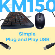 HP KM150 Wired Keyboard and Mouse Combo Full - Size Keyboard - SWIFT PERIPHERALS7J4H2AA