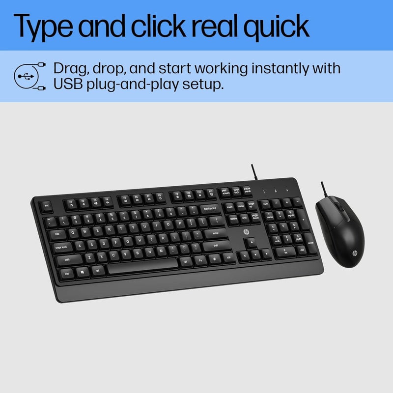 HP KM180 Wired Mouse and Keyboard Combo - SWIFT PERIPHERALS7J4G3AA