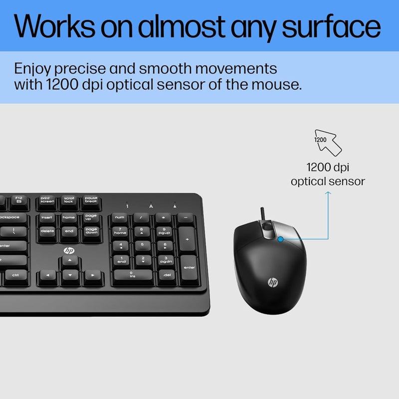 HP KM180 Wired Mouse and Keyboard Combo - SWIFT PERIPHERALS7J4G3AA
