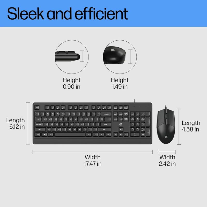 HP KM180 Wired Mouse and Keyboard Combo - SWIFT PERIPHERALS7J4G3AA