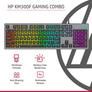 HP KM300F RGB Wired Keyboard and Mouse Gaming Combo with Adjustable DPI - SWIFT PERIPHERALS8AA01AA
