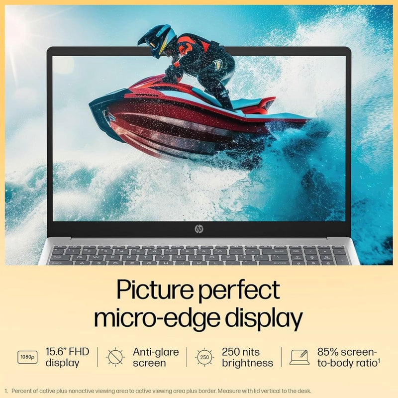 HP LAPTOP 15, ENHANCED BY AI, AMD RYZEN 5 7535HS, 15.6 - INCH (39.6CM), FHD, 8GB DDR5, 512GB SSD, AMD RADEON GRAPHICS, 1080P FHD CAMERA W/PRIVACY SHUTTER, BACKLIT KB (WIN 11, SILVER, 1.59KG), FC1004AU - SWIFT PERIPHERALS1092445