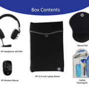 HP Laptop Accessories Combo Kit of Wireless Mouse Headphone with mic 15.4 inch Laptop Sleeve Mouse pad and Laptop Cleaning Kit - SWIFT PERIPHERALS7CS24PA