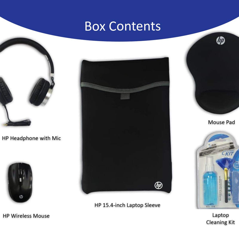HP Laptop Accessories Combo Kit of Wireless Mouse Headphone with mic 15.4 inch Laptop Sleeve Mouse pad and Laptop Cleaning Kit - SWIFT PERIPHERALS7CS24PA