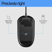 HP M070 Ergonomic Wired Mouse with 1600 DPI and 3 Years Warranty - SWIFT PERIPHERALS7J4G0AA