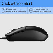 HP M070 Ergonomic Wired Mouse with 1600 DPI and 3 Years Warranty - SWIFT PERIPHERALS7J4G0AA