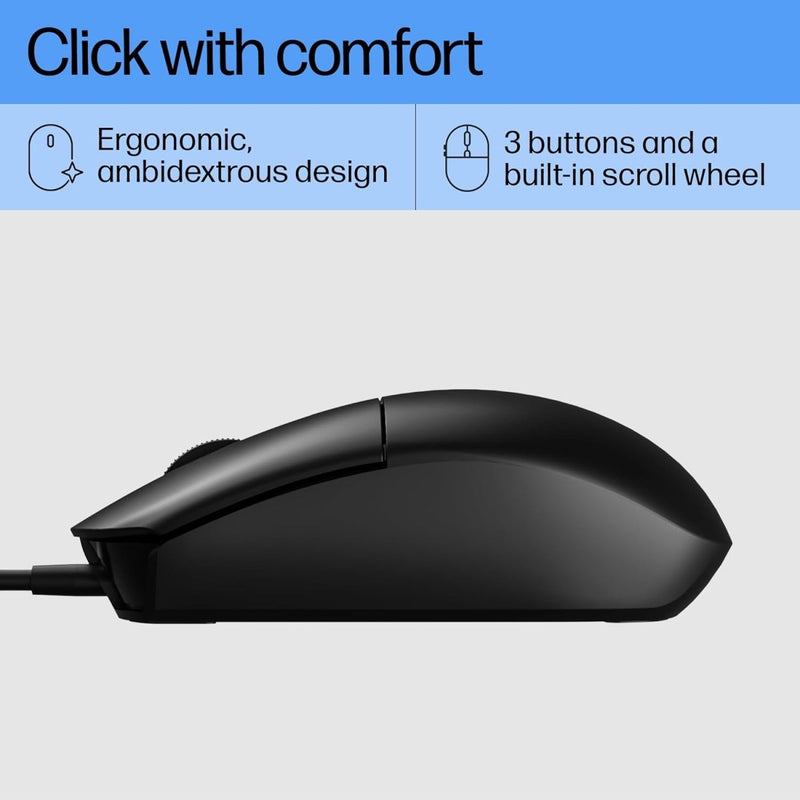 HP M070 Ergonomic Wired Mouse with 1600 DPI and 3 Years Warranty - SWIFT PERIPHERALS7J4G0AA