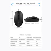 HP M10 Wired USB Optical Ergonomic Mouse with 3 Buttons and 1000DPI - SWIFT PERIPHERALS7YA10PA