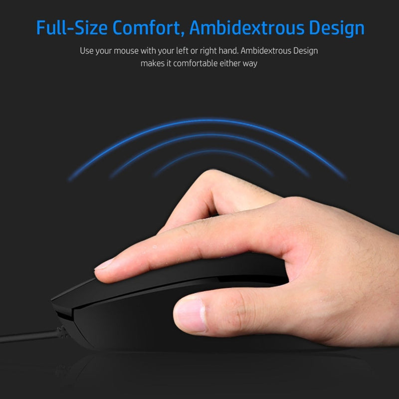 HP M10 Wired USB Optical Ergonomic Mouse with 3 Buttons and 1000DPI - SWIFT PERIPHERALS7YA10PA