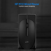 HP M10 Wired USB Optical Ergonomic Mouse with 3 Buttons and 1000DPI - SWIFT PERIPHERALS7YA10PA