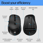 HP M120 Wireless Mouse, 2.4 GHz Wireless Connection, 6 Buttons, Up to 1600 DPI - SWIFT PERIPHERALS7J4G4AA