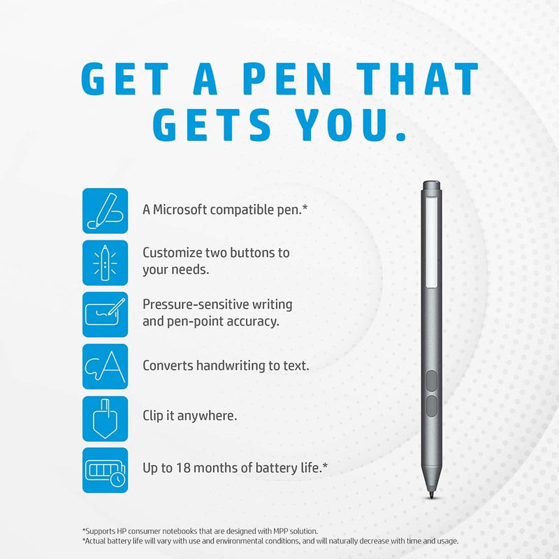 HP MPP 1.51 Stylus Pen with 18 Month Battery Life and Microsoft Pen Protocol - SWIFT PERIPHERALS3V2X4AA