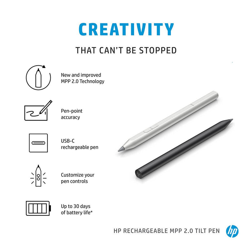 HP MPP 2.0 Rechargeable Tilt Pen with USB - C 30 Days Battery Life and Custom Buttons - SWIFT PERIPHERALS3J123AA
