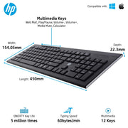 HP Multimedia Slim Wireless Spill Resistance Keyboard & Mouse Combo (4SC12PA) - SWIFT PERIPHERALS4SC12PA