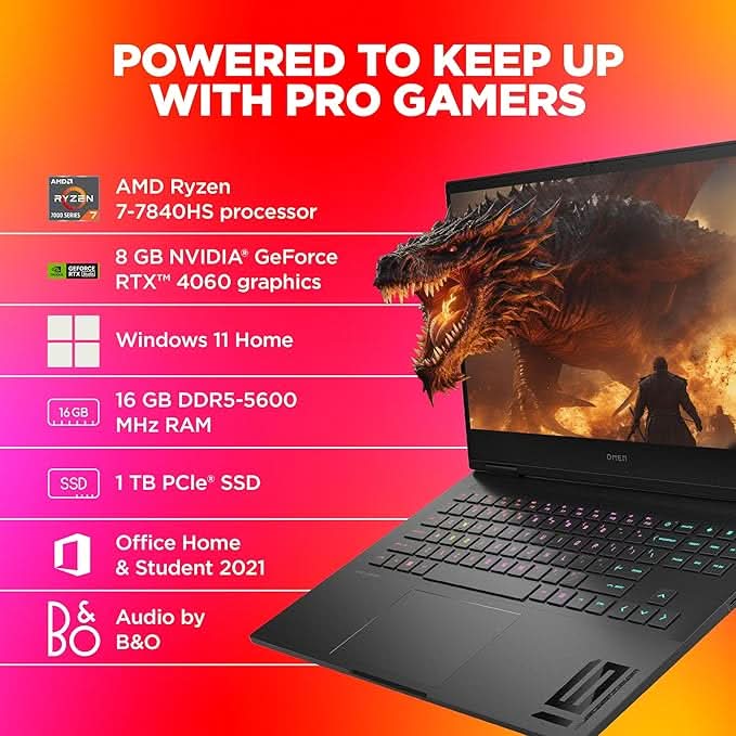 HP OMEN 16 GAMING XD0020AX [R7 - 7840HS RYZEN/16GB/1TB SSD/WIN11 HOME+MSO/16.0 INCH/8GB - RTX4060 GRAPHICS /1 YEAR(S)/BLACK] - SWIFT PERIPHERALS1089131