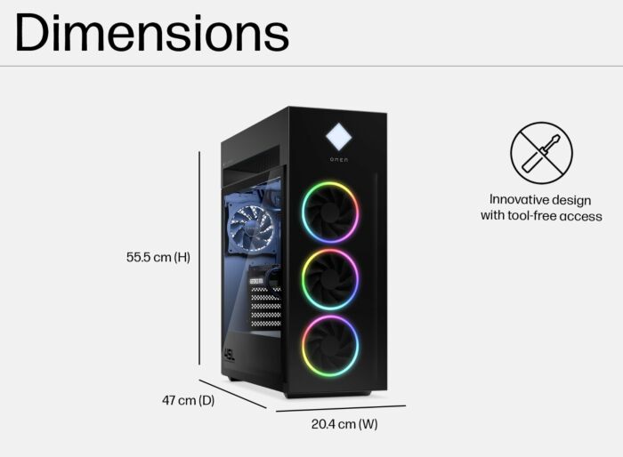 HP Omen 45L Gaming Desktop, Intel Core Ultra 9 285K processor, 64GB Ram, 2TB SSD, 2TB HDD, GeForce RTX 5090 - 32GB GDDR7, Win 11 Home, MS Office 2024, Black, GT22 - 3000IN - SWIFT PERIPHERALS1096661