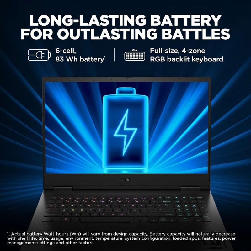 HP OMEN GAMING, 14TH GEN INTEL CORE I7 - 14650HX, 6GB NVIDIA RTX 4050, 16GB DDR5, 1TB SSD,16.1 - INCH (40.9 CM), FHD, IPS, GAMING LAPTOP 144HZ, RGB BACKLIT KB,(WIN 11, OFFICE 21, BLACK, 2.39 KG) WF1171TX - SWIFT PERIPHERALSHplaptop-0099
