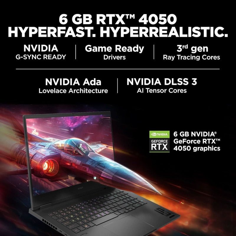 HP OMEN GAMING, 14TH GEN INTEL CORE I7 - 14650HX, 6GB NVIDIA RTX 4050, 16GB DDR5, 1TB SSD,16.1 - INCH (40.9 CM), FHD, IPS, GAMING LAPTOP 144HZ, RGB BACKLIT KB,(WIN 11, OFFICE 21, BLACK, 2.39 KG) WF1171TX - SWIFT PERIPHERALSHplaptop-0099