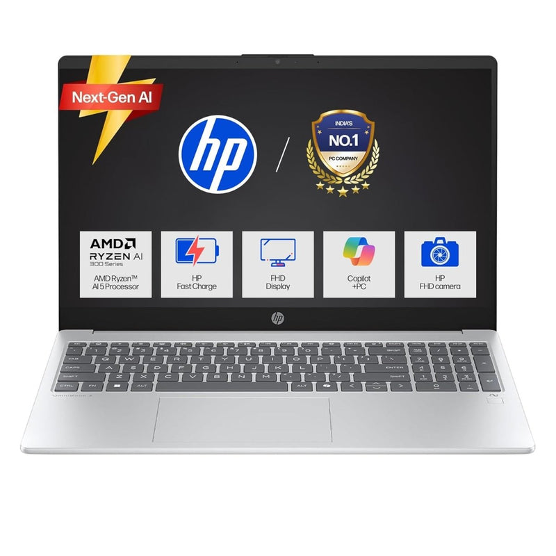 HP OMNIBOOK 3 15 FN0007AU [AI R5 - 340/16GB/512GB SSD/WIN11 HOME+MS24/15.6"/INTEGRATED GRAPHICS/1 YEAR(S)/SILVER] - SWIFT PERIPHERALS1095126