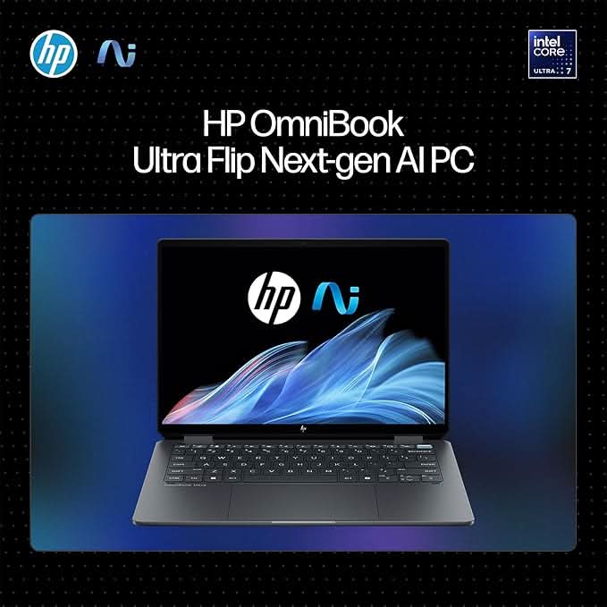 HP OMNIBOOK ULTRA FLIP NEXT GEN AI PC ULTRA 7 (32GB RAM/1TB SSD/2.8K OLED 16:10 90% STBR TOUCHSCREEN 500 NITS/WINDOWS 11/9MP CAMERA/POLY STUDIO/BACKLIT KB/MSO/14 INCH (35.6CM)/GRAY/1.34KG) FH0029TU LAPTOP - SWIFT PERIPHERALSHplaptop-0080