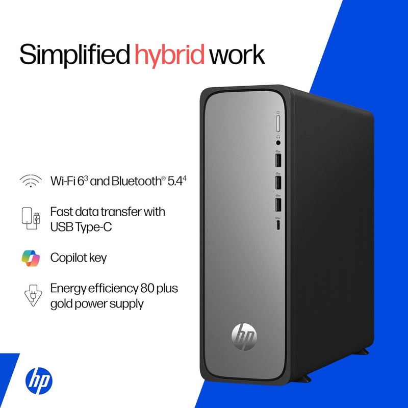 HP OmniDesk Slim, 13th Gen Intel Core i3 - 13100 (8GB DDR5, 512GB SSD), Win11, M365* Office 24, Meteor Silver, 3.8kg, Black Wired Keyboard, UHD Graphics, S03 - 0001in - SWIFT PERIPHERALS1095120