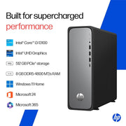 HP OmniDesk Slim, 13th Gen Intel Core i3 - 13100 (8GB DDR5, 512GB SSD), Win11, M365* Office 24, Meteor Silver, 3.8kg, Black Wired Keyboard, UHD Graphics, S03 - 0001in - SWIFT PERIPHERALS1095120