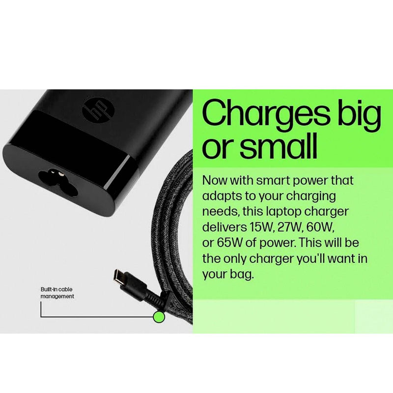 HP Original 65W Laptop Charger Adapter USB Type C Pin with Power Cable - SWIFT PERIPHERALS671R2AA