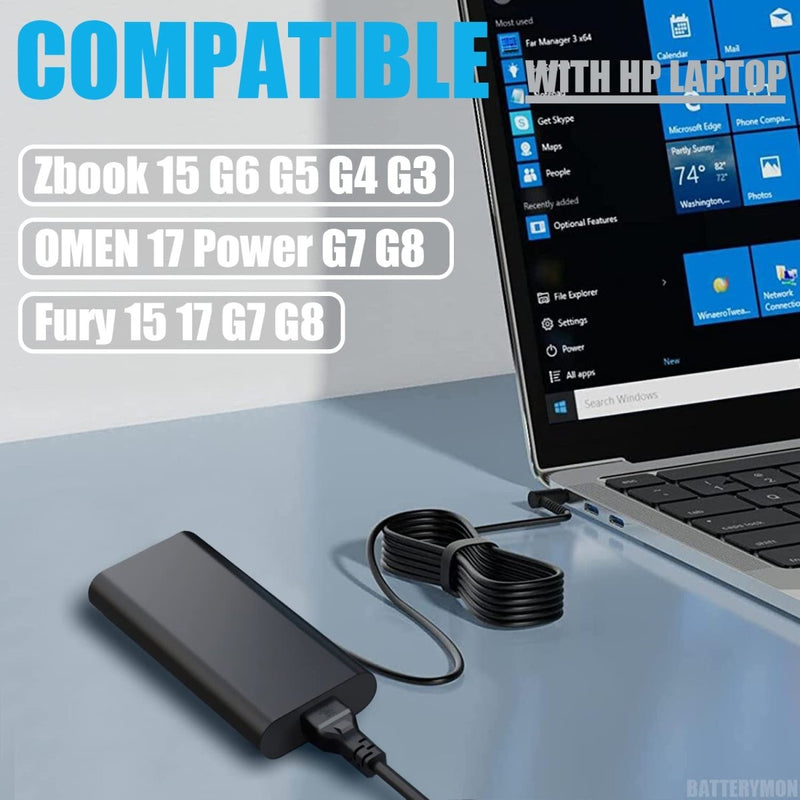 HP Original OEM 150W 19.5V 7.7A 4.5mm Blue Pin Oval Slim AC Adapter for HP Laptops - Black - SWIFT PERIPHERALS2DR33AA-OEM