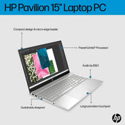 HP PAV 15 - EG2009TU [CI5 - 1240P 12TH GEN/8GB DDR4/512GB SSD/NO DVD/WIN11 HOME+MSO/15.6 INCH/INTEGRATED GRAPHICS/1 YEAR/SILVER] - SWIFT PERIPHERALS107456