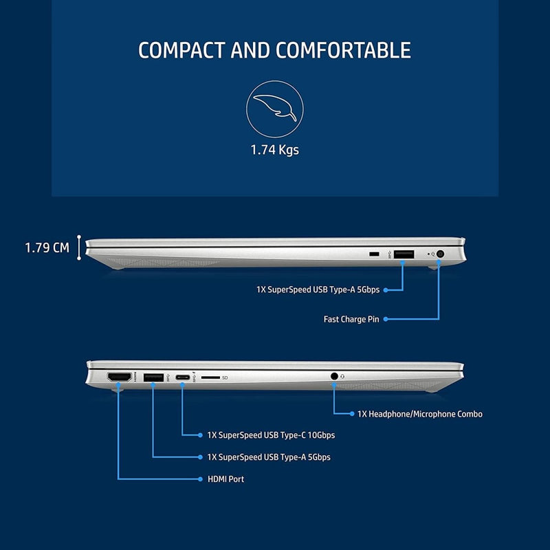 HP PAV 15 - EG2091TU [CI5 - 1240P 12TH GEN/16G DDR4/512GB SSD/NO DVD/WIN11 HOME+MSO/15.6 INCH/INTEGRATED GRAPHICS/1 YEAR/SILVER] - SWIFT PERIPHERALS1083821