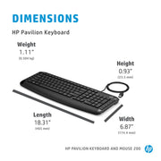 HP Pavilion 200 Wired Keyboard and Optical Mouse with 1600 DPI Combo - SWIFT PERIPHERALS9DF28AA