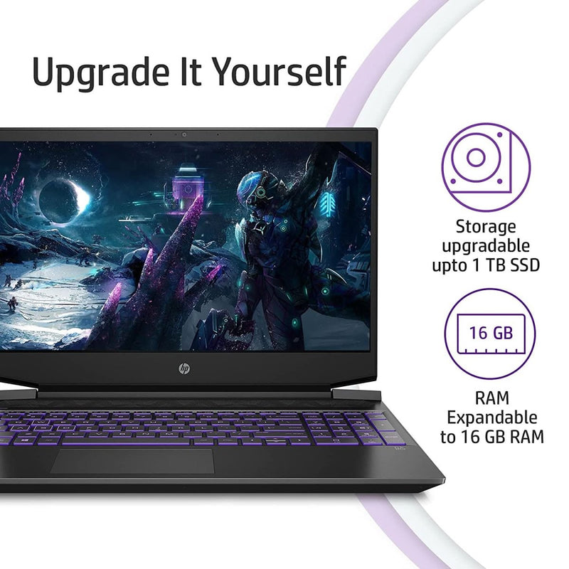 HP PAVILION GAMING RYZEN 5 15.6 - INCH(39.6 CM) FHD GAMING LAPTOP (8GB/512GB SSD/144HZ/RTX 3050 4GB GRAPHICS/WINDOWS 10/MS OFFICE 2019/1.98KG), 15 - EC2075AX, BLACK - SWIFT PERIPHERALS105533