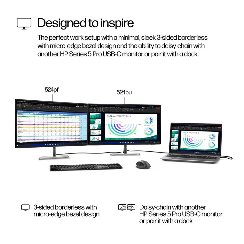 HP S5 Pro 524PF 23.8" 75Hz 1080p FHD IPS Panel 100% sRGB Anti Glare Monitor - SWIFT PERIPHERALS9D9L6UT
