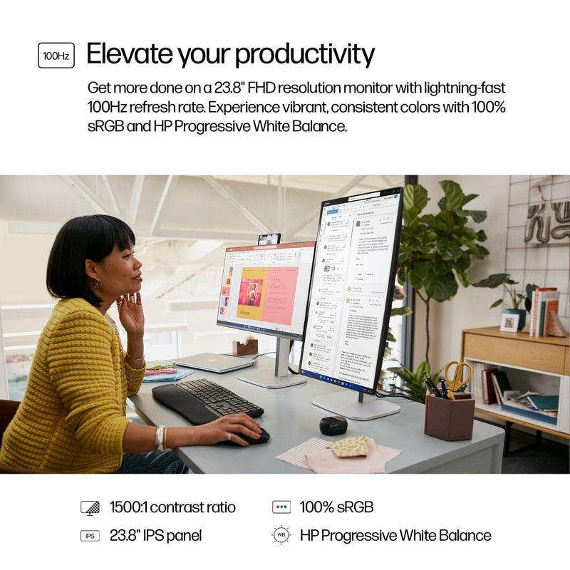 HP S5 Pro 524PF 23.8" 75Hz 1080p FHD IPS Panel 100% sRGB Anti Glare Monitor - SWIFT PERIPHERALS9D9L6UT