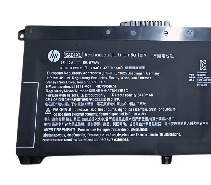 HP SA04XL Original OEM 55.67Whr 3470mAh 15.12V 4 Cell Laptop Battery for Select HP Laptops - SWIFT PERIPHERALSSA04XL-OEM